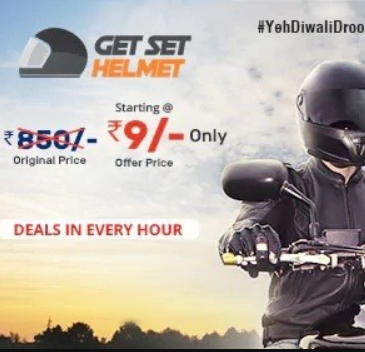 Droom Helmet Flash Sale - Tricks to Buy Get set Helmet ₹9 Only